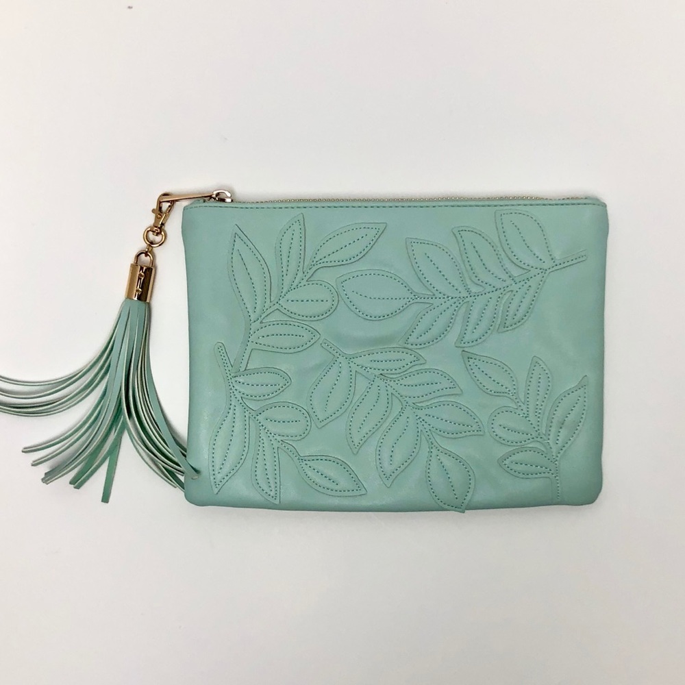 Turquoise Floral Embroidered Clutch